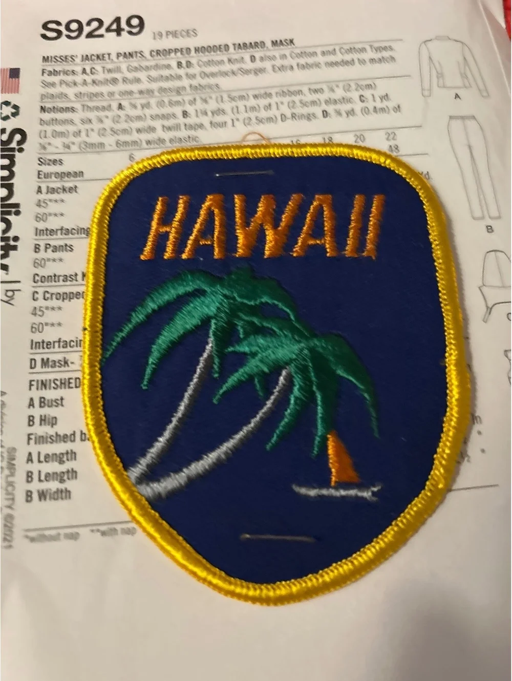 Vintage Hawaii Embroidered Patch with Palm Tree Design